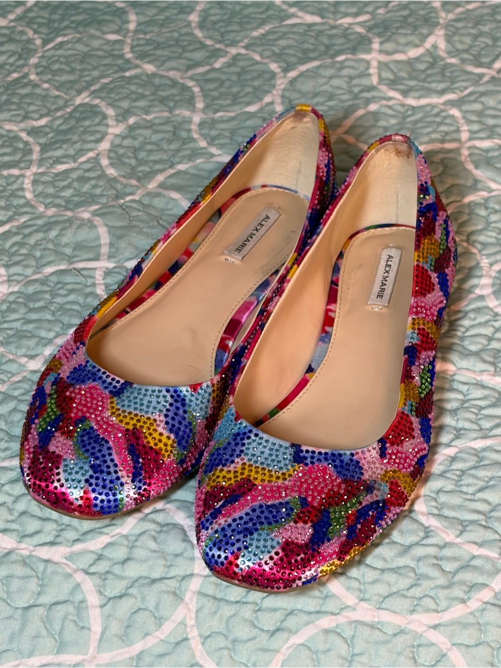 Alex Marie Multicolor Sequin Ballet Flats - Pink, Blue & Yellow